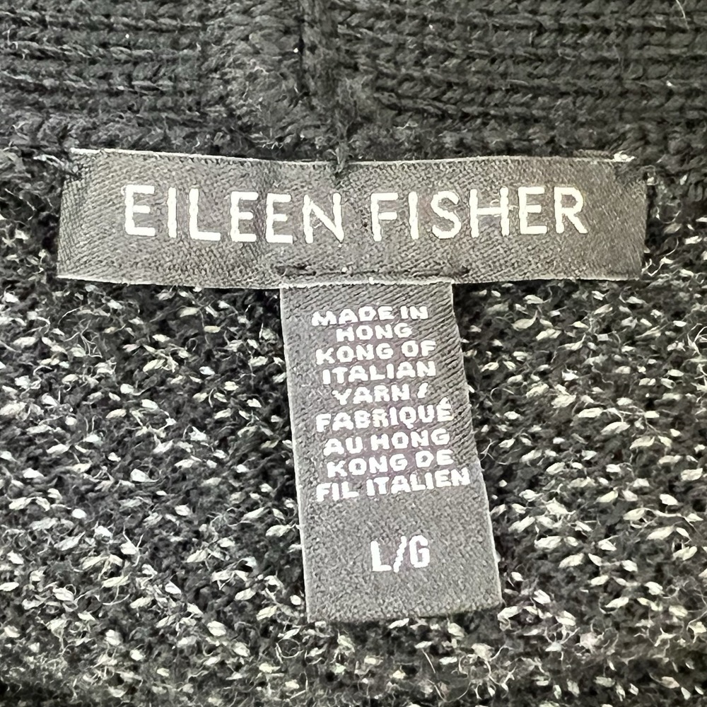 EILEEN FISHER Extra Fine Merino Wool Open Front‎ Cardigan Sweater Sz L - Picture 9 of 13